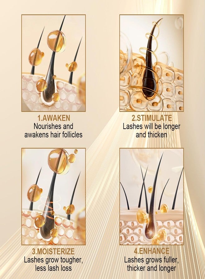 W3W Eyelash Serum - Nourishing eyelash Growth Serum for Eyelash Growth for Natural Longer, Fuller,and Thicker Lashes(Gold)4ML - Image 4